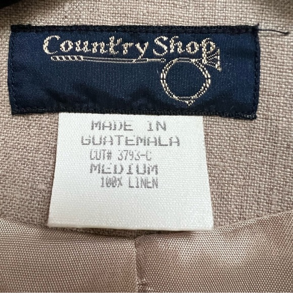 Linen Blazer Women’s Size Medium Tan Pockets - Picture 2 of 14